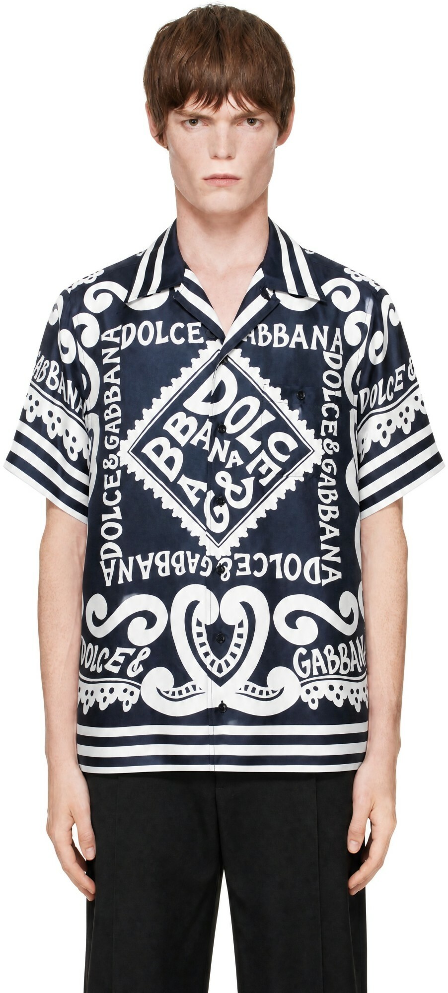 Dolce&Gabbana Black Marina Print Shirt