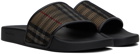 Burberry Black & Beige Mesh Check Slides