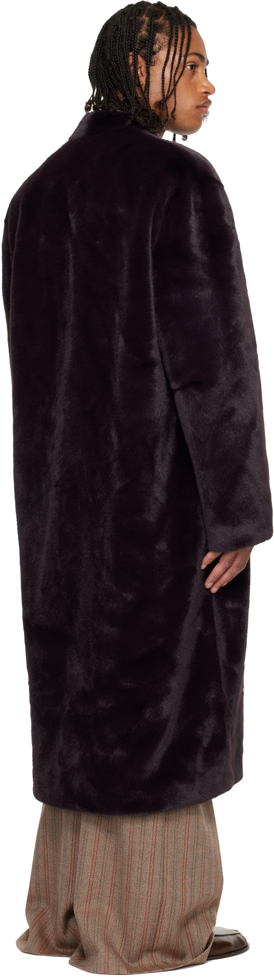 Casablanca Burgundy Shawl Faux-Fur Coat