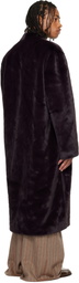 Casablanca Burgundy Shawl Faux-Fur Coat