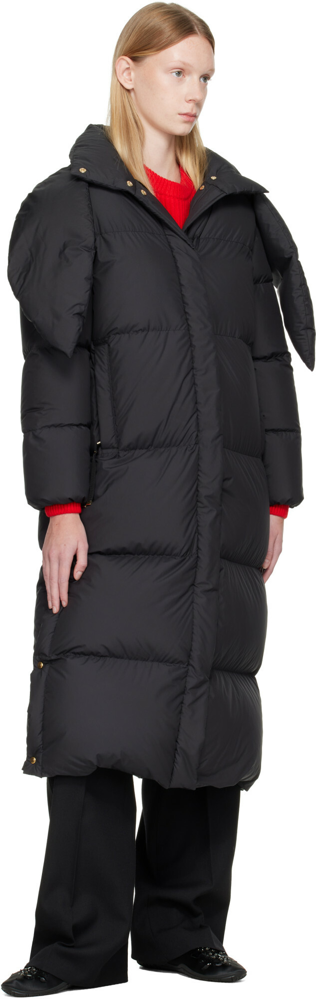 Moncler Black Ornement Hooded Long Down Jacket