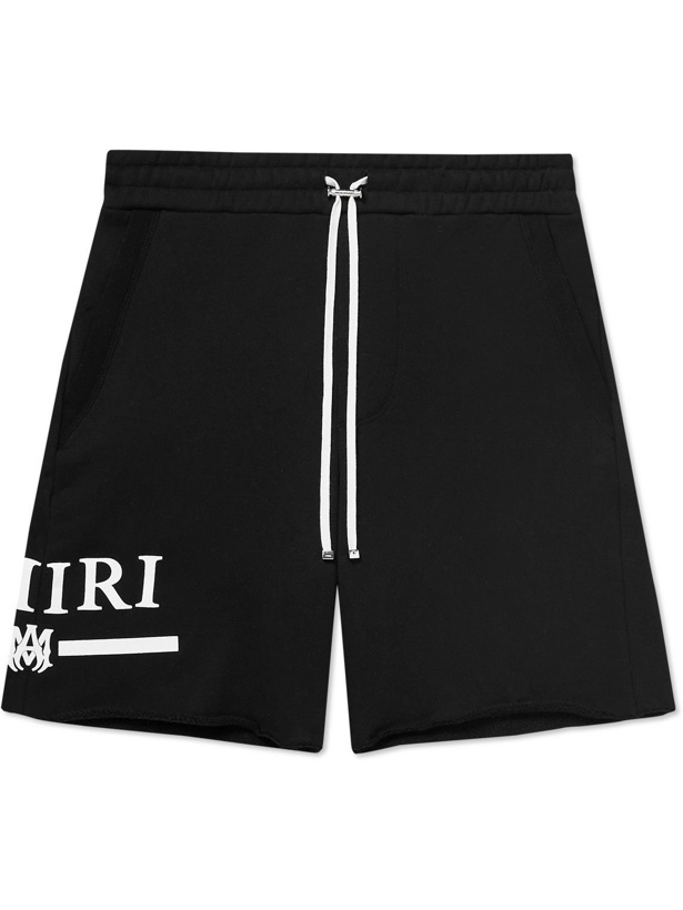 Photo: AMIRI - Straight-Leg Logo-Flocked Cotton-Jersey Drawstring Shorts - Black