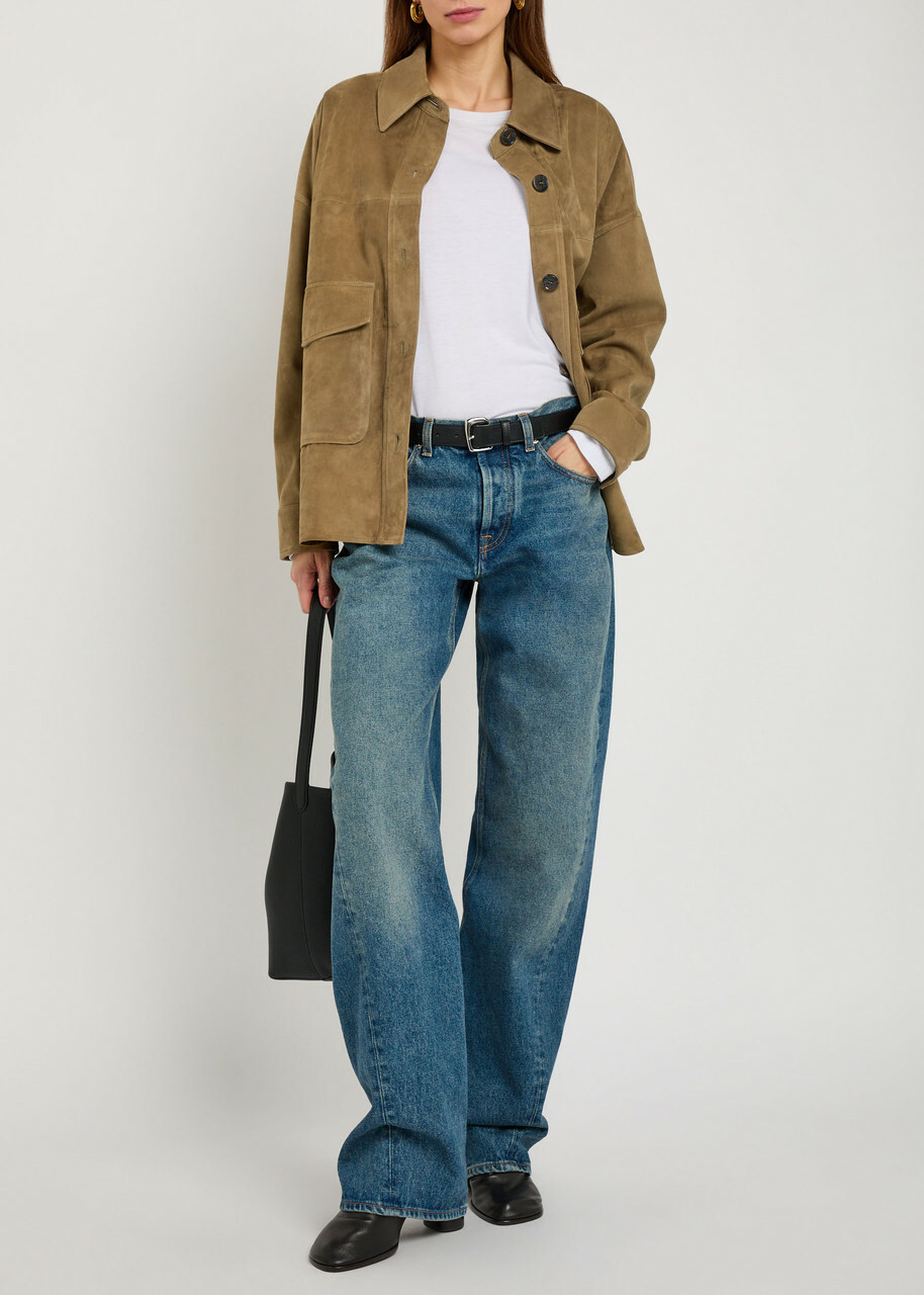 Arma Kaylee Panelled Suede Overshirt Olive