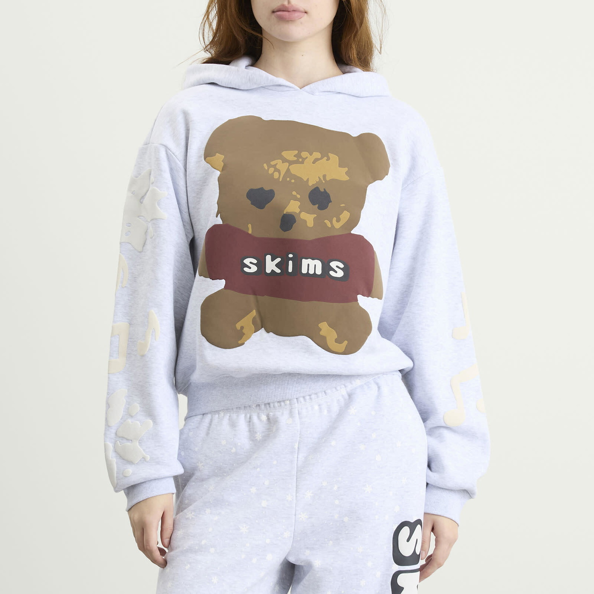 SKIMS Women's x CPFM Cotton Fleece Classic Hoodie in Lhg Teddy Bear Print