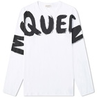 Alexander McQueen Men's Macro Grafitti Logo Long Sleeve T-Shirt in White/Mix