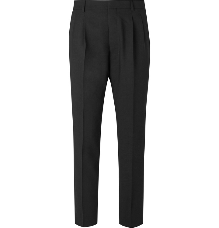 Photo: AMI - Black Tapered Pleated Wool Trousers - Black