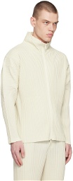 Homme Plissé Issey Miyake White Color Pleats Track Jacket