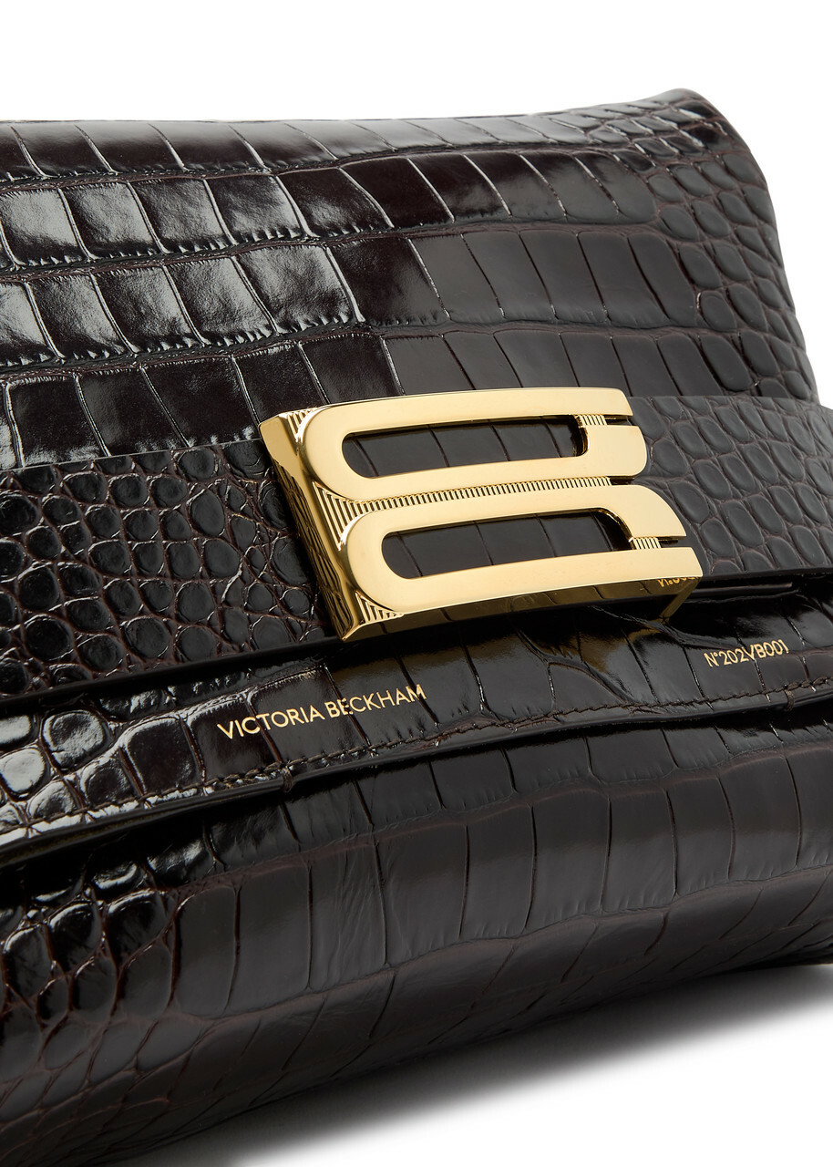 Victoria Beckham B Crocodile-effect Leather Pouch - Dark Brown - One Size