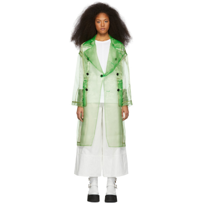 Toga Green Organdy Trench Coat Toga Pulla