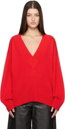 Loulou Studio Red Deep V Neck Sweater