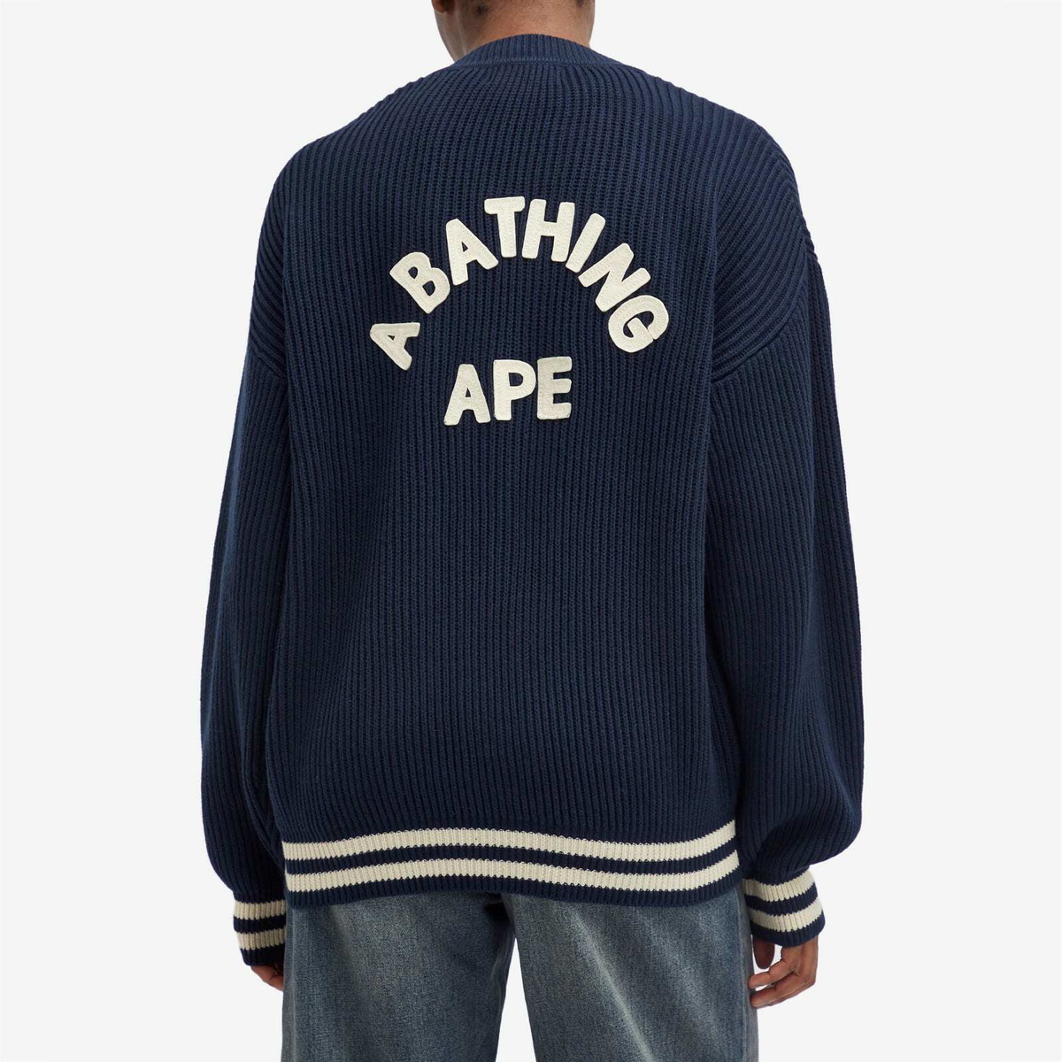 A Bathing Ape Women's College Cardigan in Navy 