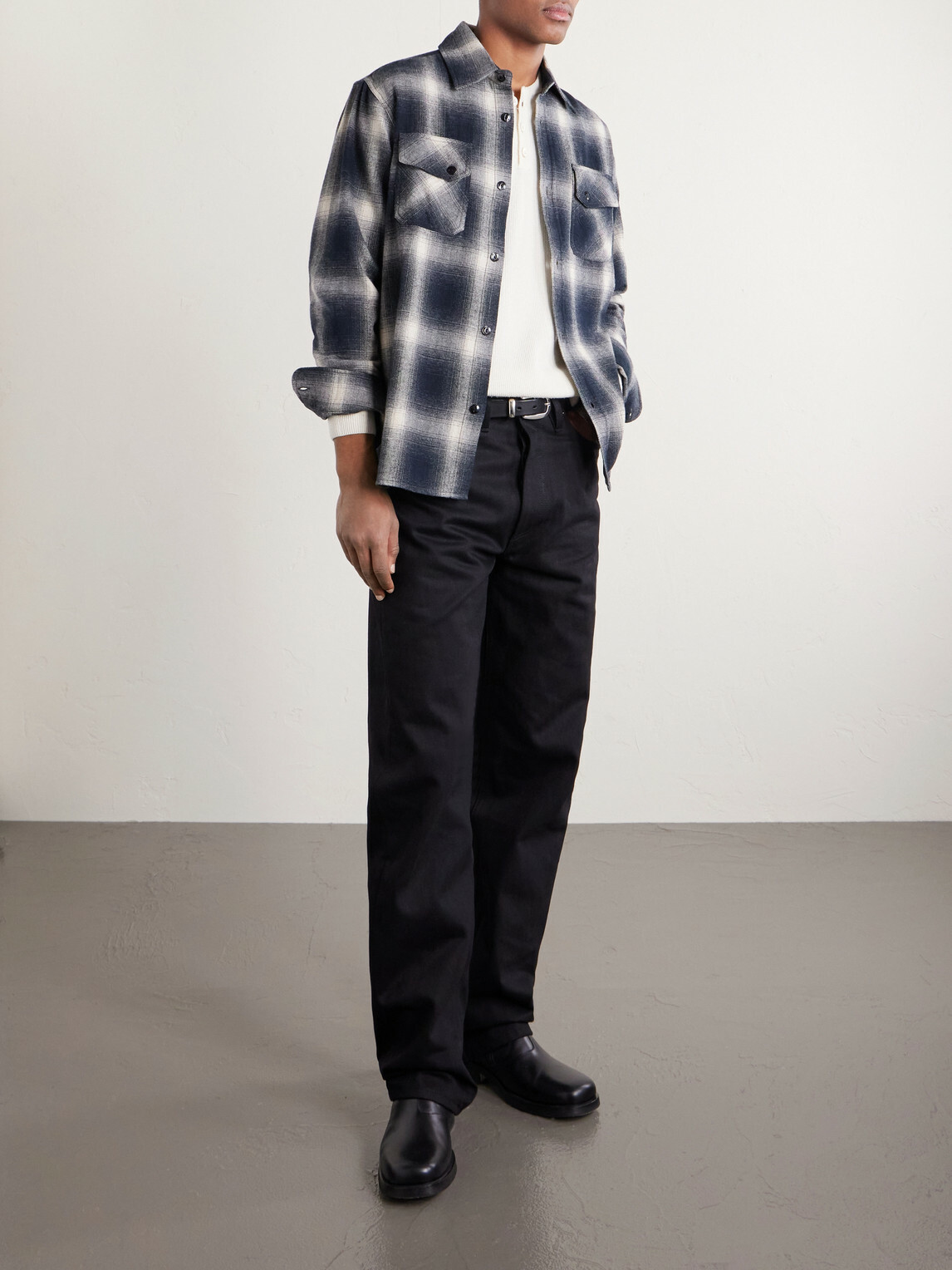 3sixteen - Checked Cotton-Flannel Shirt - Black