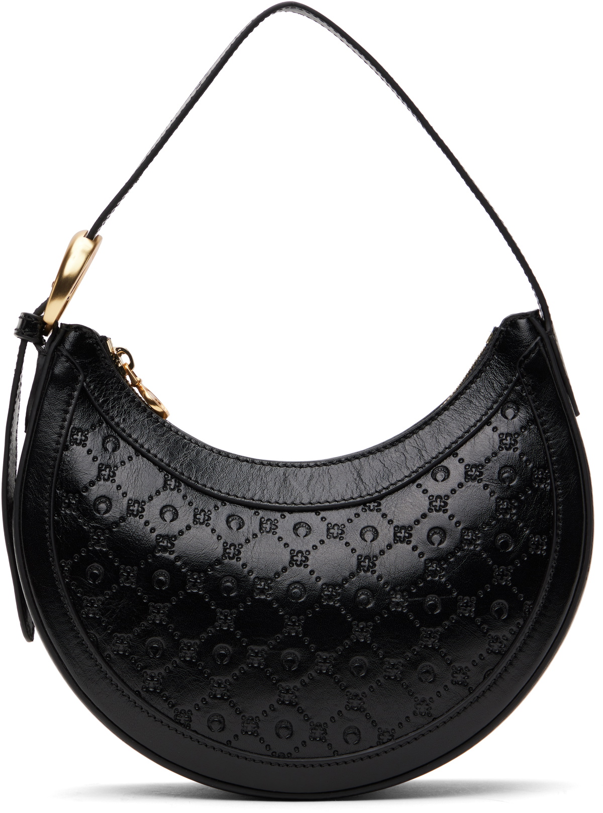 Marine Serre Black Moonogram Embossed Leather Eclips Mini Bag
