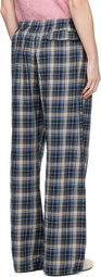 ERL Navy Plaid Sweatpants