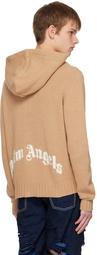 Palm Angels Beige Intarsia Hoodie