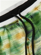 John Elliott - Game Wide-Leg Printed Mesh Drawstring Shorts - Green