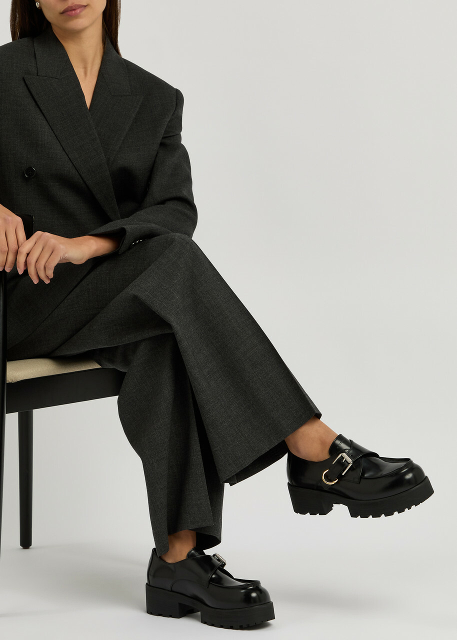 Givenchy Voyou Monk 50 Leather Loafers Black