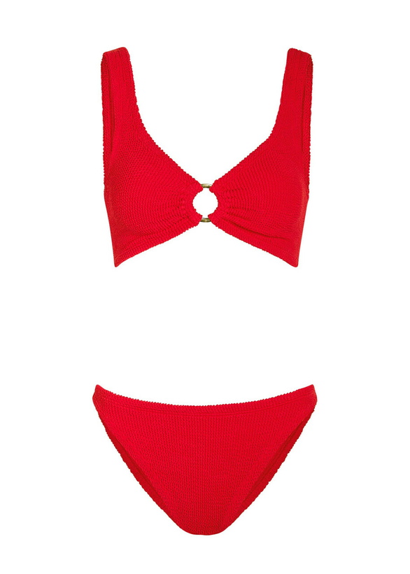 Photo: Hunza G Julia Gold-hoop Crinkle Bikini - Red - One Size