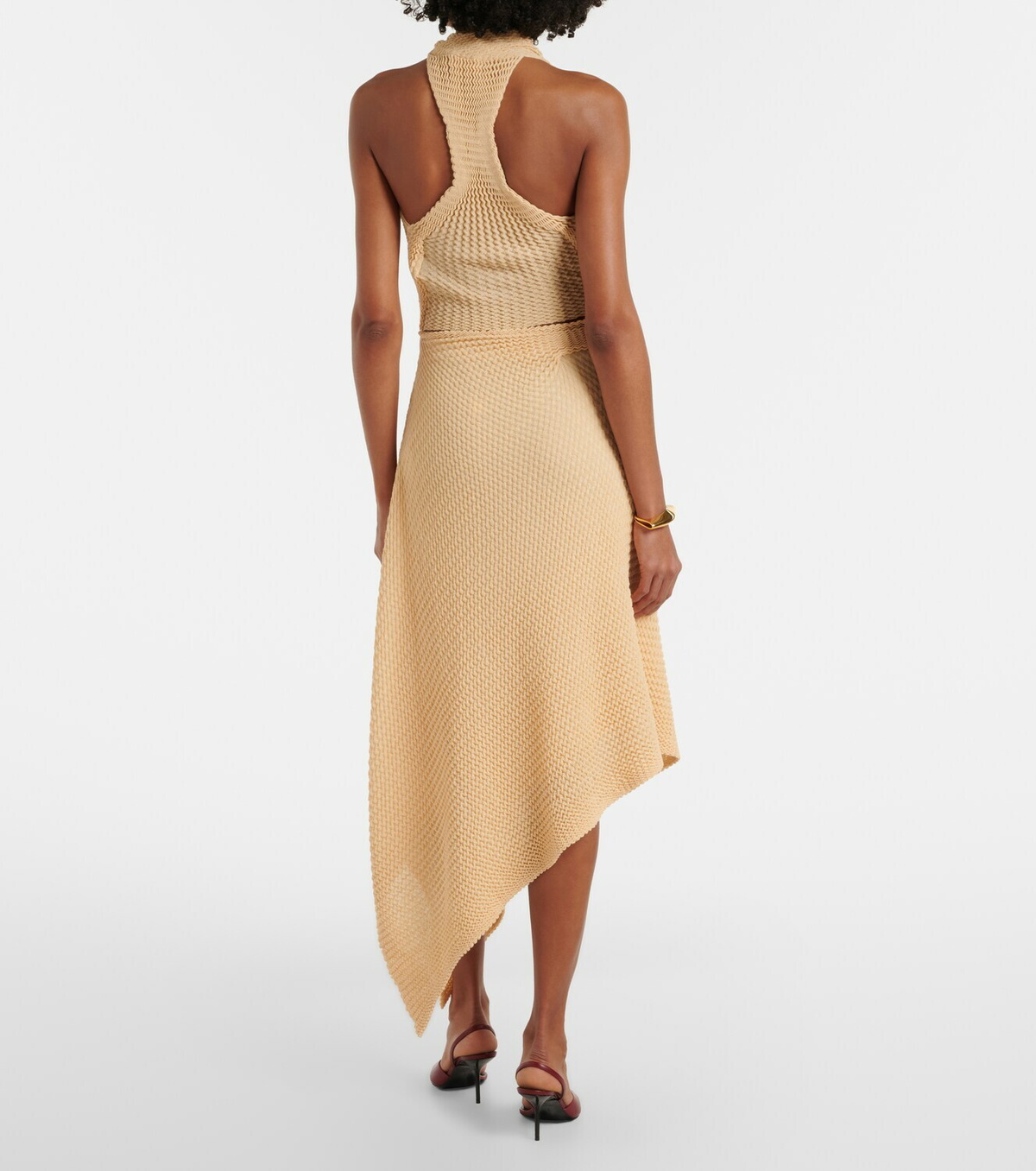 Victoria Beckham Knitted asymmetric cotton-blend midi skirt