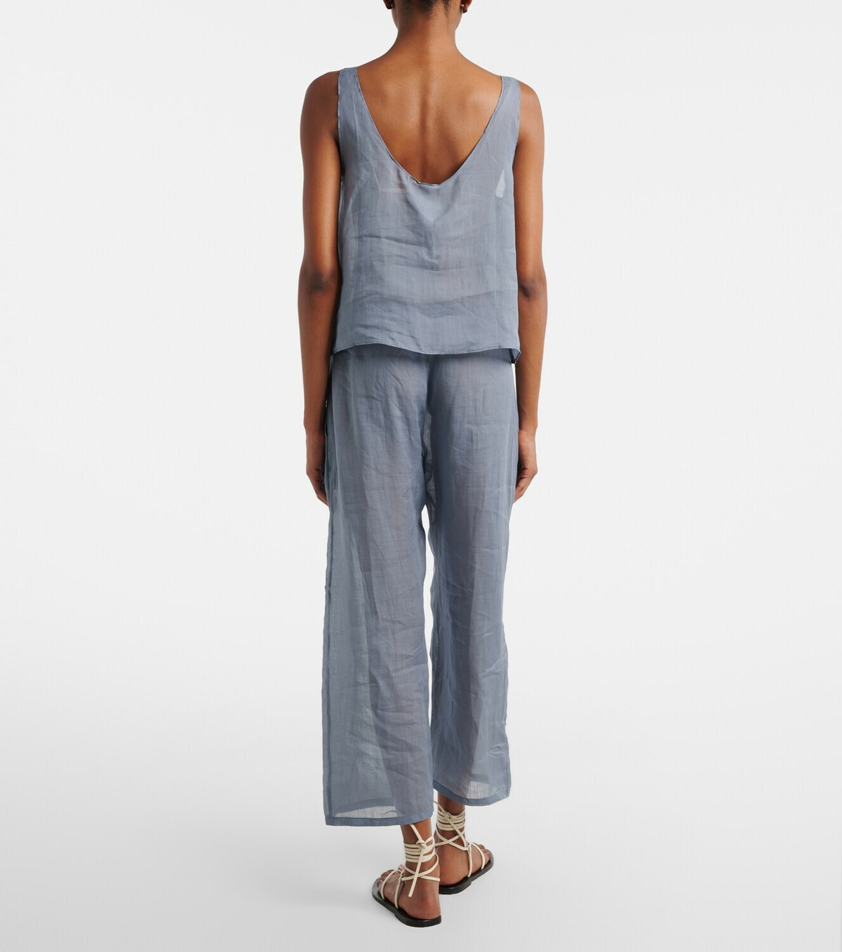 Leset Niko cropped wide-leg ramie pants
