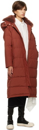 Yves Salomon Red Quilted Down Jacket