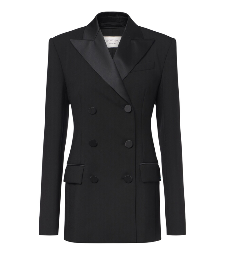 Photo: Sportmax Double-breasted virgin wool tuxedo jacket