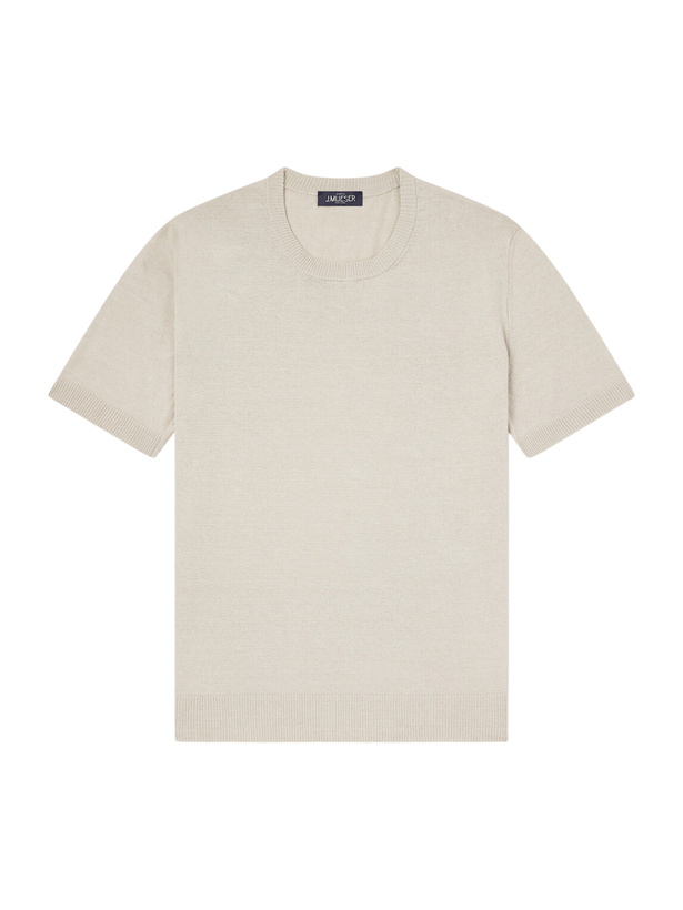 Photo: J MUESER - Knitted Linen and Cotton-Blend T-Shirt - Neutrals