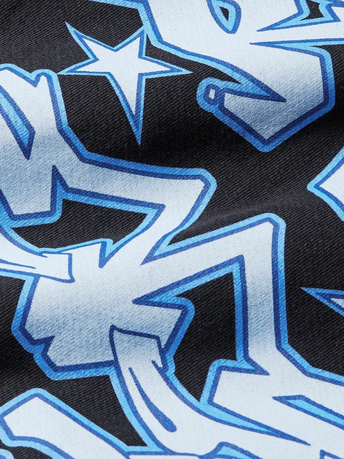 Stray Rats - Grafflection Logo-Print Cotton-Jersey Zip-Up Hoodie - Blue