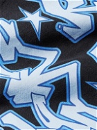 Stray Rats - Grafflection Logo-Print Cotton-Jersey Zip-Up Hoodie - Blue