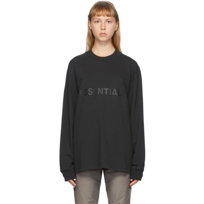 Essentials Black Logo Long Sleeve T-Shirt Essentials