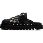 Toga Pulla Black Eyelet Metal Sabot Slip-On Loafers