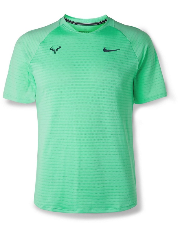 Photo: NIKE TENNIS - NikeCourt Rafa Slam Slim-Fit AeroReact Open-Knit Tennis T-Shirt - Green