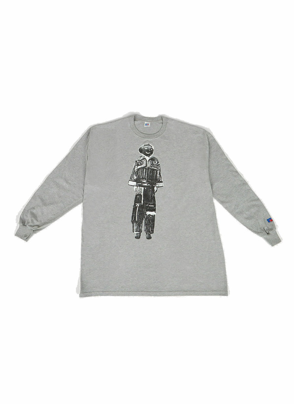 Photo: Graphic Print Long Sleeve T-Shirt in Grey