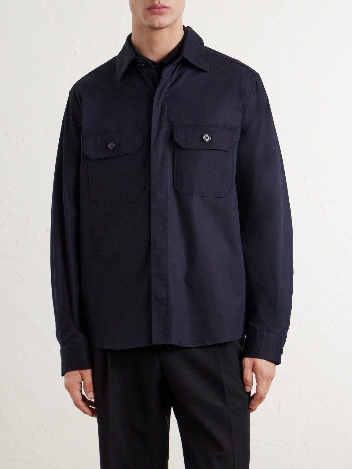 Zegna - Cotton-Blend Overshirt - Blue