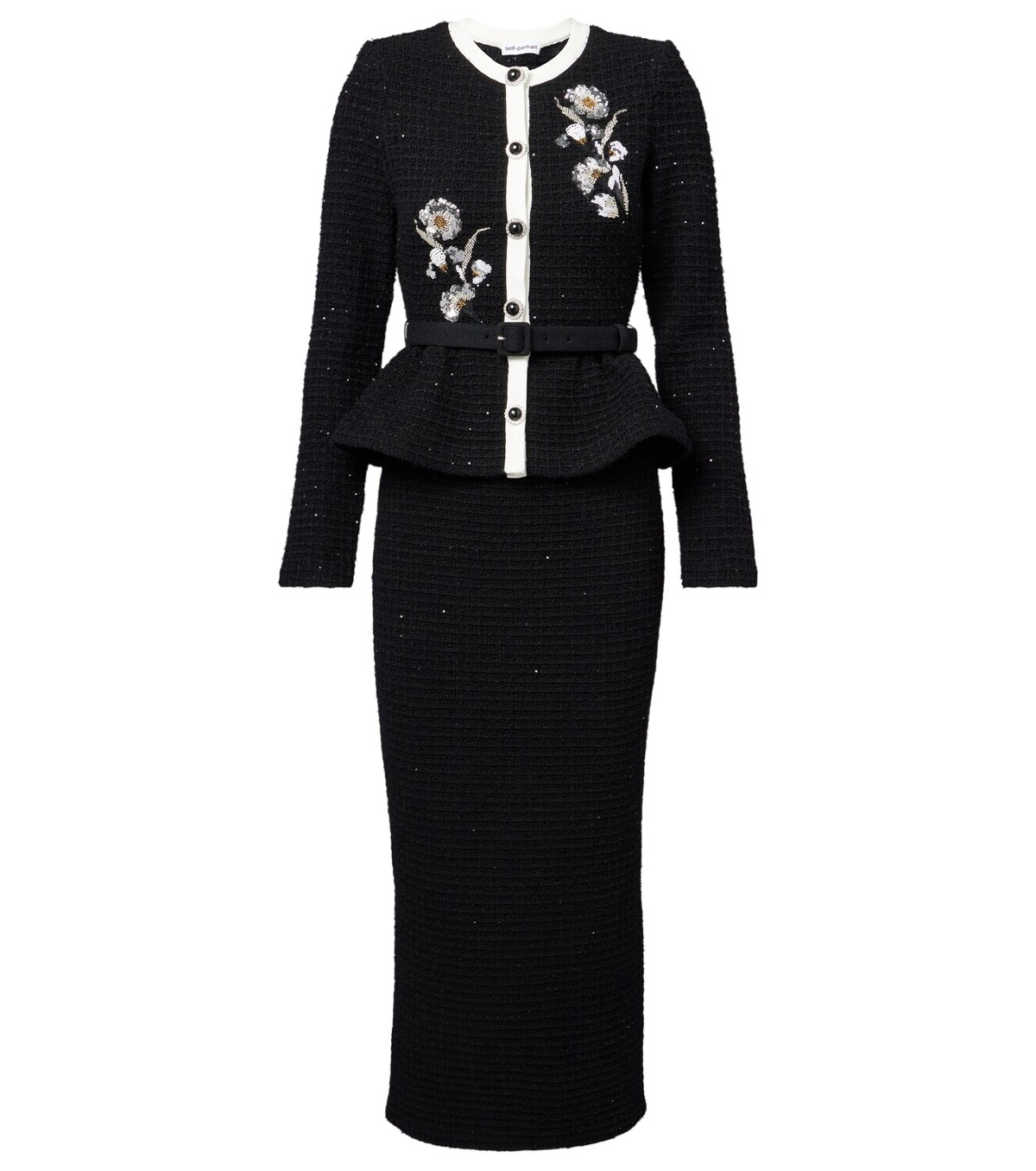 Self-Portrait Peplum bouclé midi dress Self-Portrait