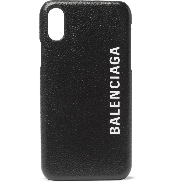 Photo: Balenciaga - Logo-Print Full-Grain Leather iPhone X Case - Black