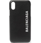 Balenciaga - Logo-Print Full-Grain Leather iPhone X Case - Black