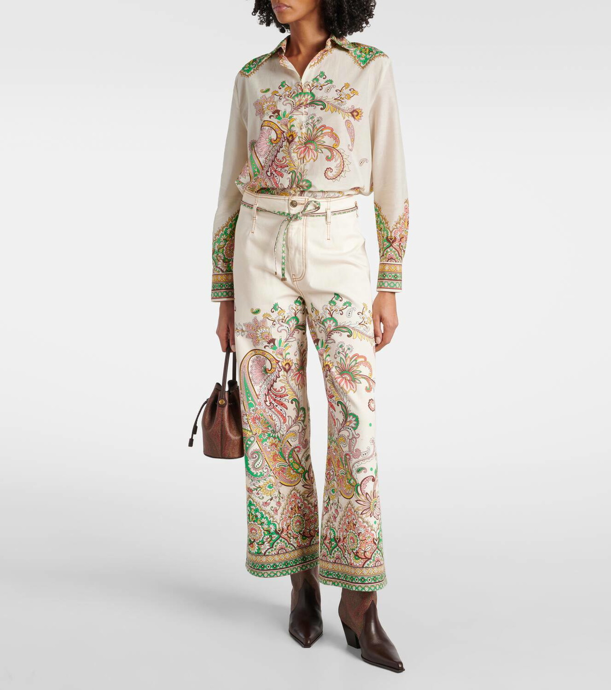 Etro Paisley jacquard knee-high boots