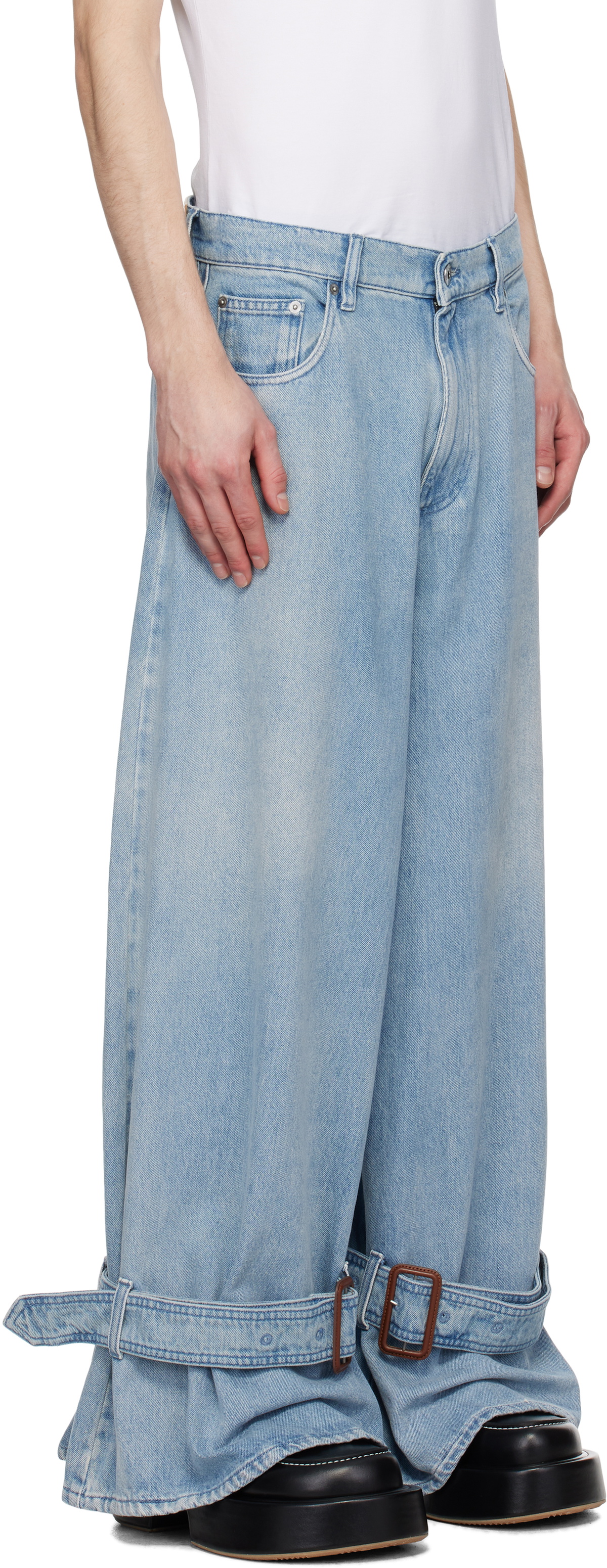 JW Anderson Blue Buckled Cuff Jeans JW Anderson