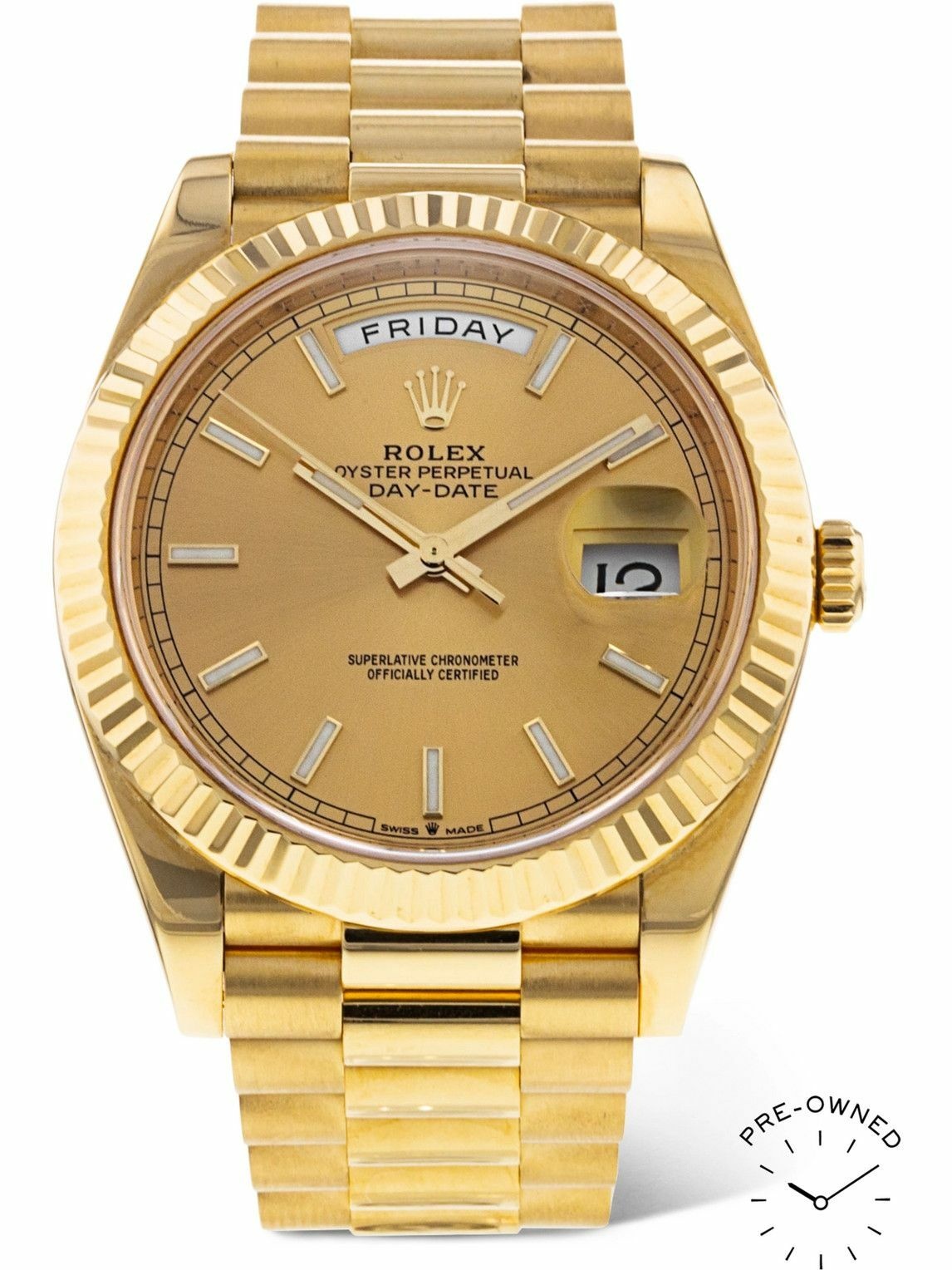 Photo: ROLEX - Pre-Owned 2021 Day-Date 40 Automatic Chronometer 40mm 18-Karat Gold Watch, Ref. No. 228238