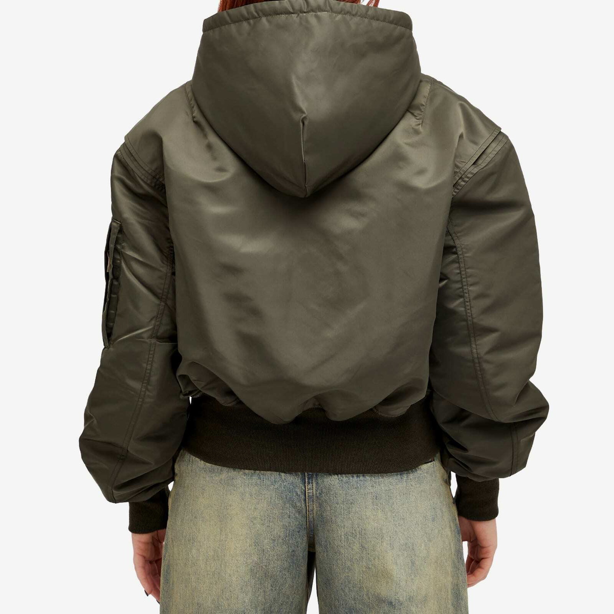 Entire Studios Women's Hooded Broad Bomber Jacket in Jade