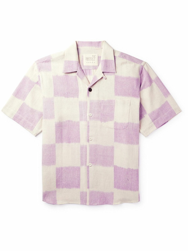 Photo: Kardo - Convertible-Collar Checked Cotton Shirt - Purple