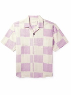 Kardo - Convertible-Collar Checked Cotton Shirt - Purple