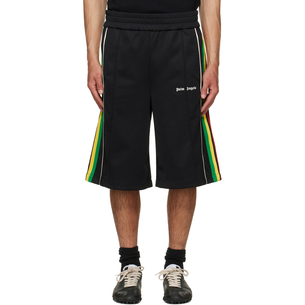 Palm Angels Black Classic Logo Vintage Track Shorts