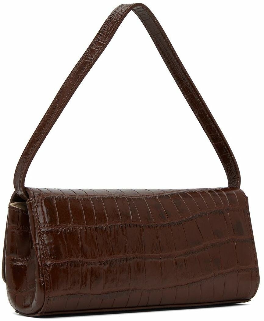 Maccheroni Bag Croc Embossed Dark Brown - Little Liffner