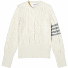 Thom Browne Women's Aran Cable Merino 4 Bar Knit in White