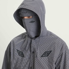 Umbro by Slam Jam Men's Gingham Masked Hooded Shirt Jacket in Coffee Brown/White/Black