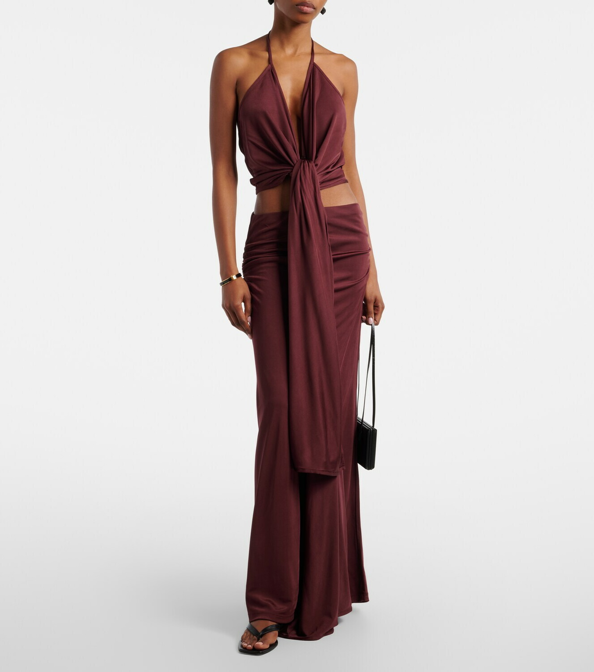 Aya Muse Kaima draped jersey crop top