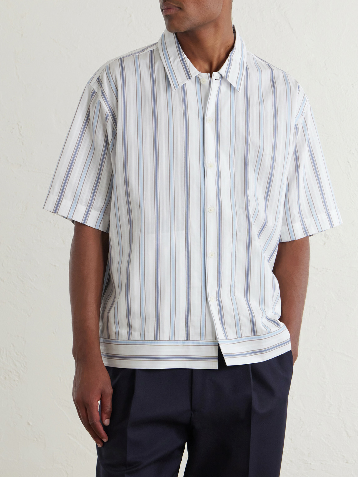 NN07 - Striped Cotton-Poplin Shirt - Blue
