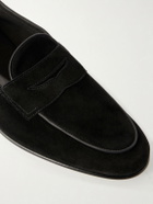 Edward Green - Polperro Leather-Trimmed Suede Penny Loafers - Black